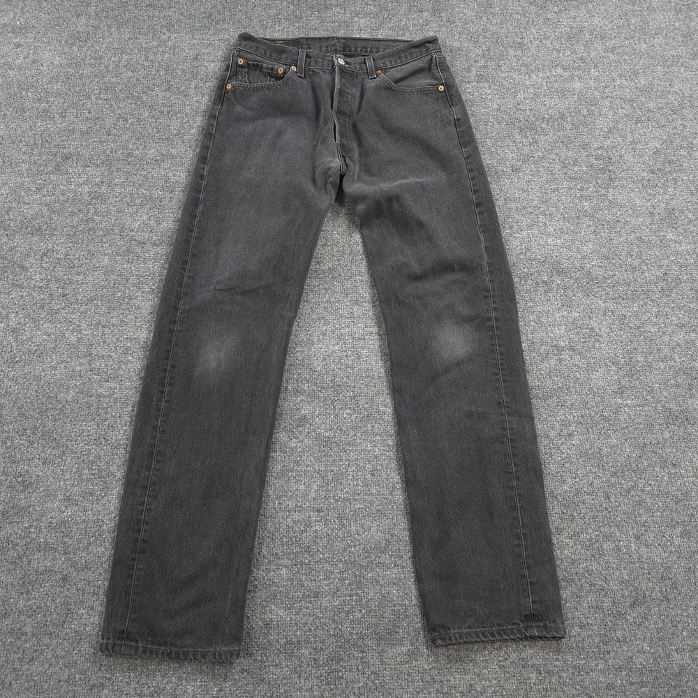 Vintage Levis 501 Jeans Mens 32x34 Black Denim Button Fly Red Tab Work USA Y2K